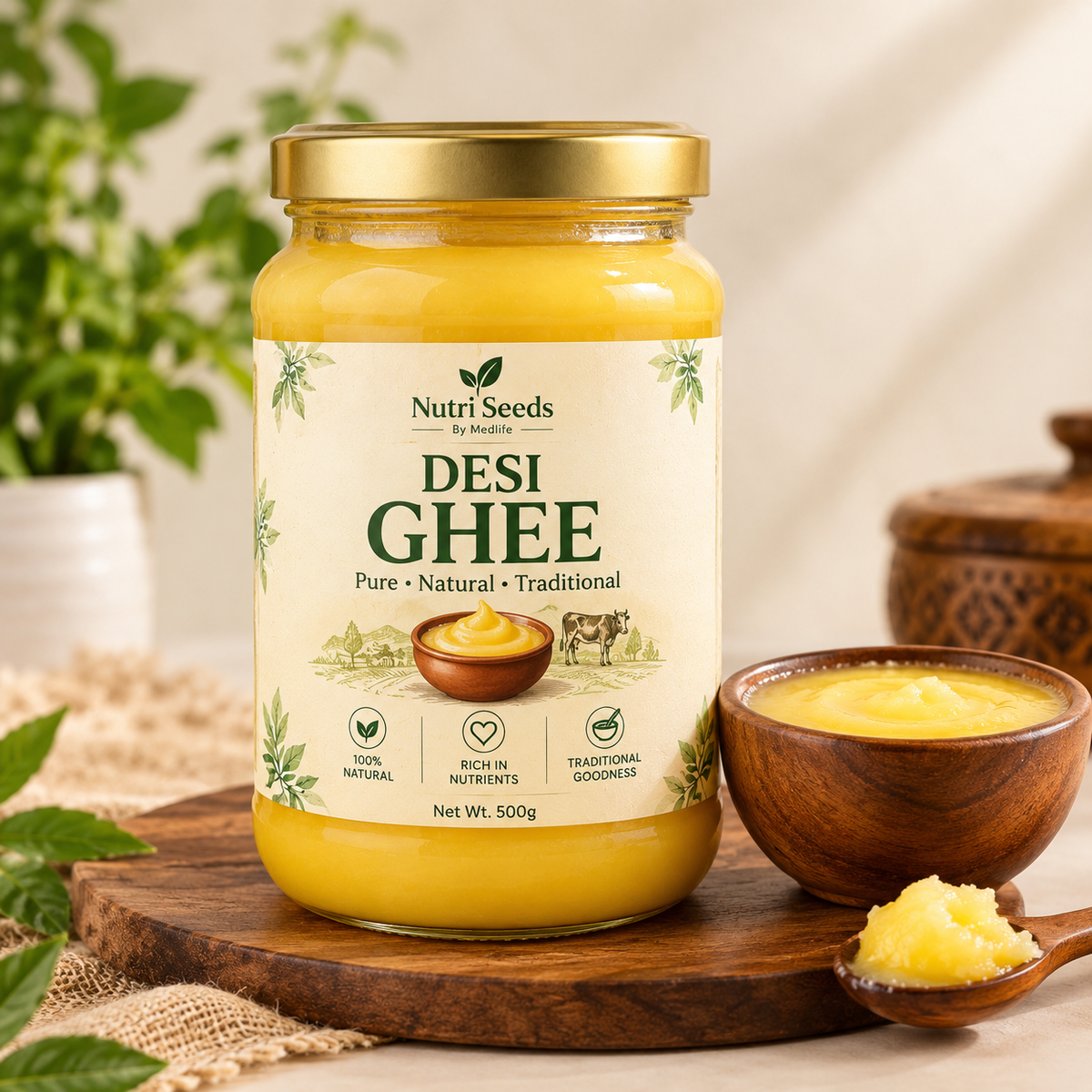 Nutri Seeds Desi Ghee – Pure & Natural, 500ml